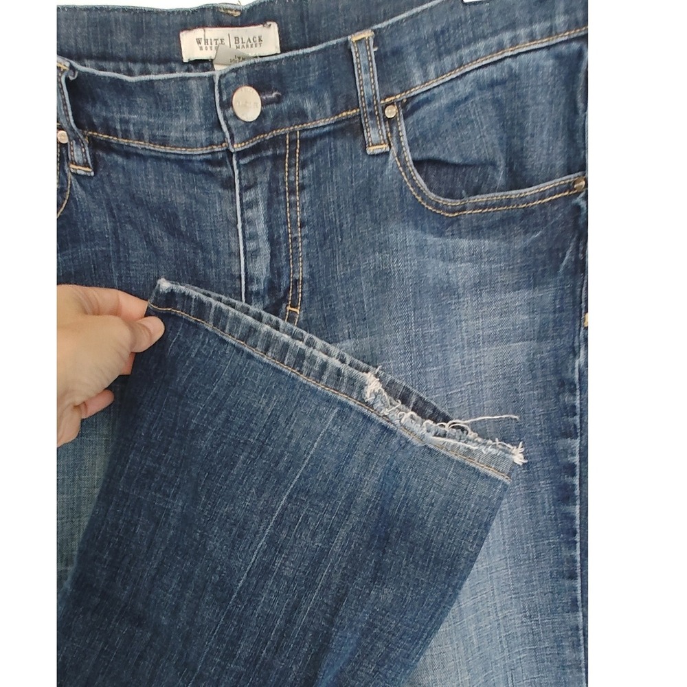 White House Black Market Noir Bootcut Jeans Blue Beaded Bling Pocket 14 - Picture 9 of 9